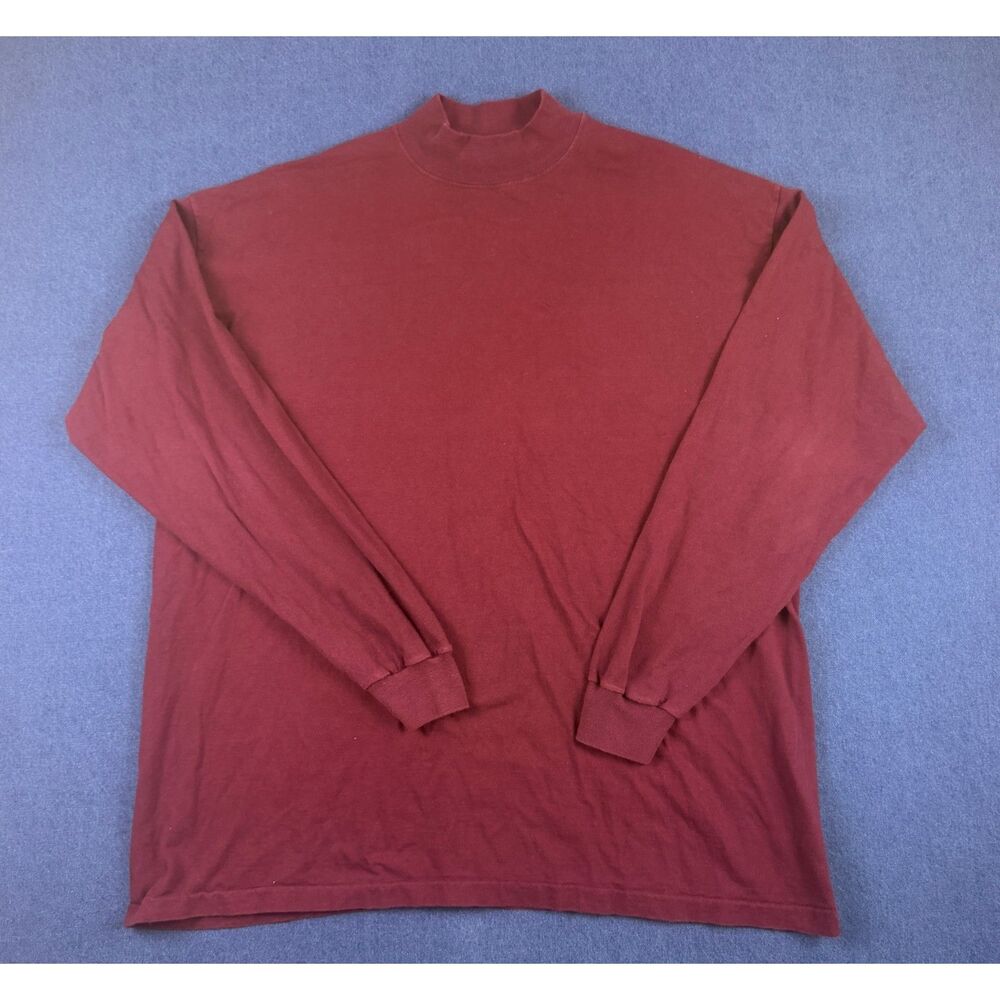Vintage 90s Eagle USA XXL Burgundy Mock Neck long sleeve shirt made in usa